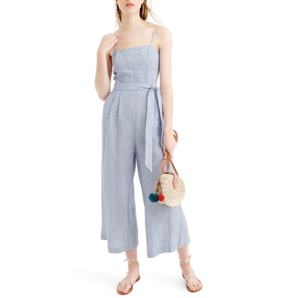 ❌SOLD❌J.Crew Striped Beauchamps Linen Jumpsuit. - Picture 3 of 10